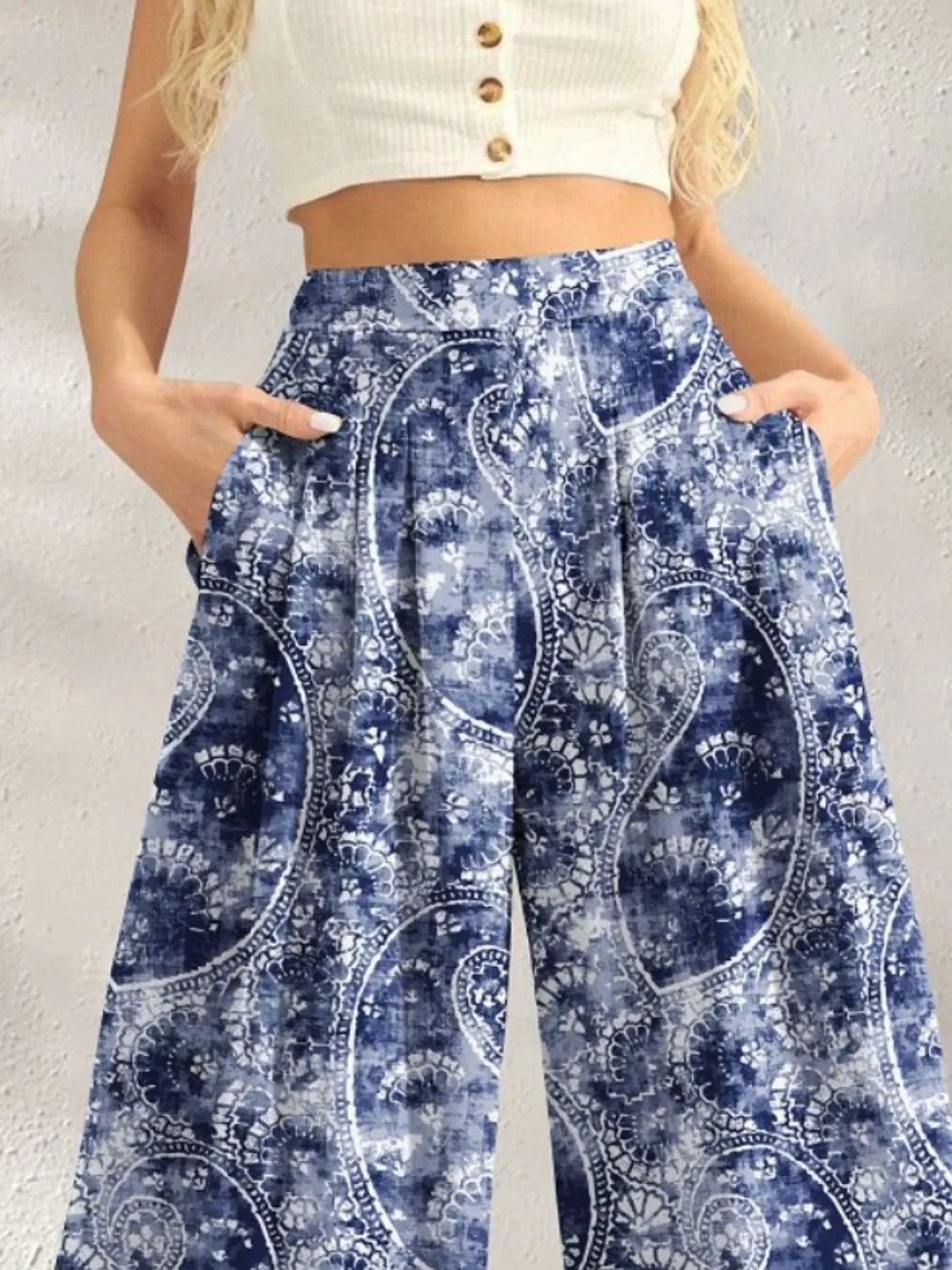 Printed Wide Leg Pants -