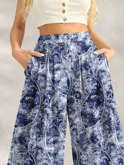 Printed Wide Leg Pants -