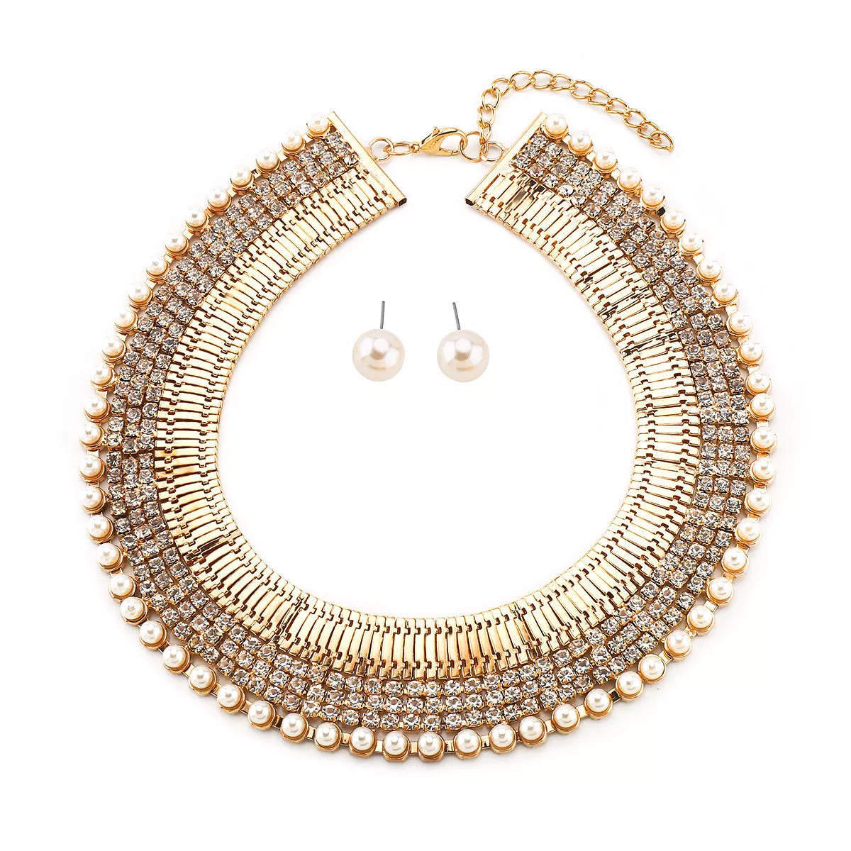Pearl Earrings and Necklace Jewelry Set -