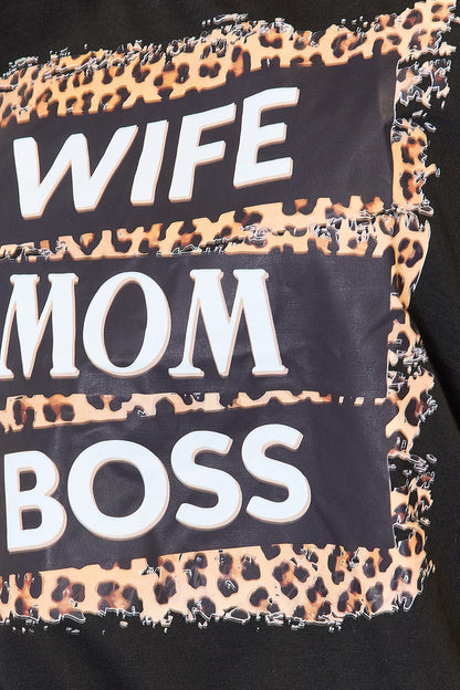 WIFE MOM BOSS Leopard Graphic T-Shirt -