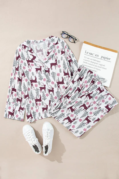 Printed Long Sleeve Top and Drawstring Pants Lounge Set -