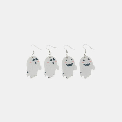 2-Piece Alloy Acrylic Ghost Dangle Earrings - White One Size