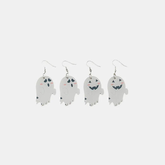 2-Piece Alloy Acrylic Ghost Dangle Earrings - White One Size