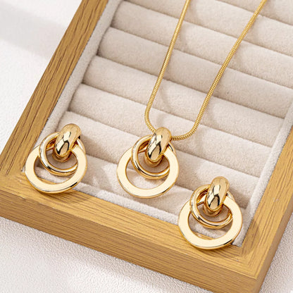 Gold-Plated Earrings and Pendant Necklace Jewelry Set -