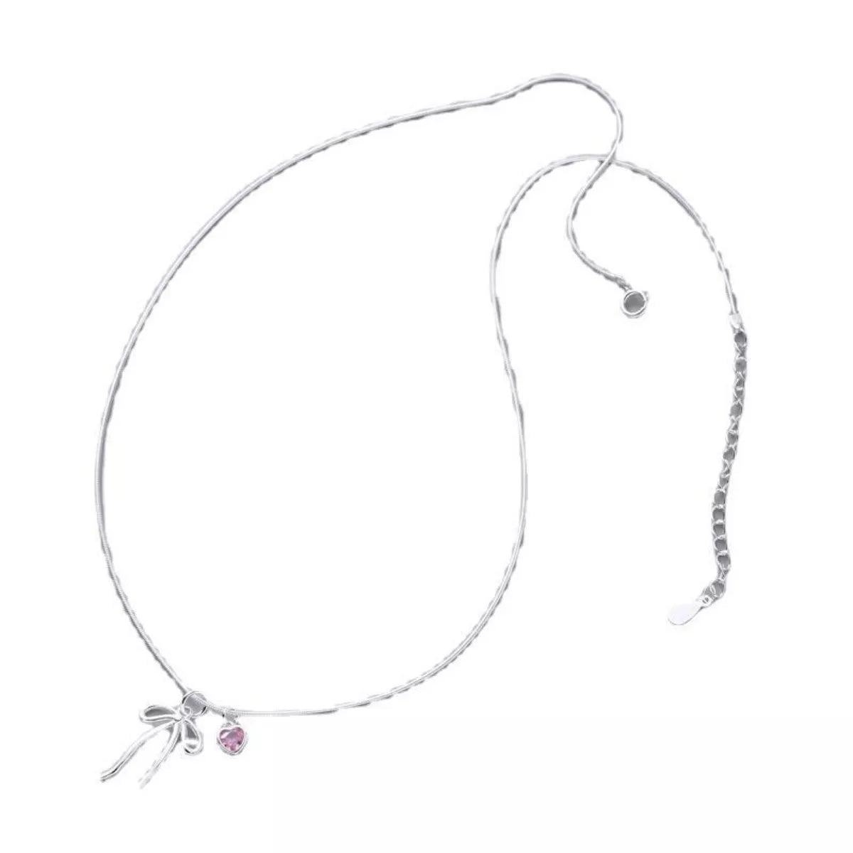 Bow and Heart Pendant Necklace -