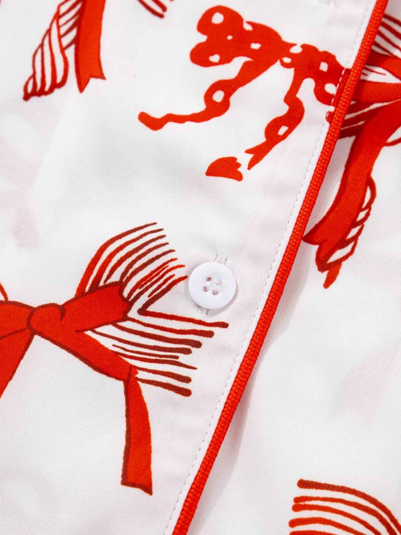 Bow Print Top and Pants Pajama Set -