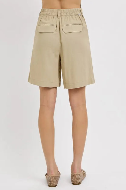 High Rise Pleated Front Shorts -