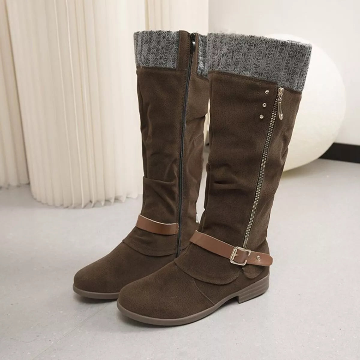 Knee High Slouch Boots - Brown