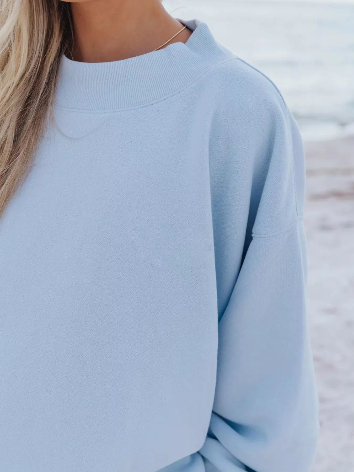 Relaxed Fit Round Neck Sweatshirt and Shorts Set -