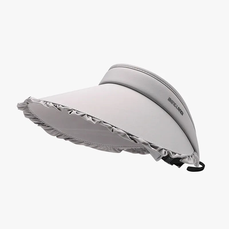 Frill Adjustable Ice Silk Sun Hat - Gray One Size