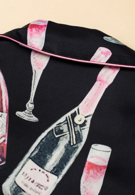 Champagne Print Short Sleeve Top and Shorts Set -