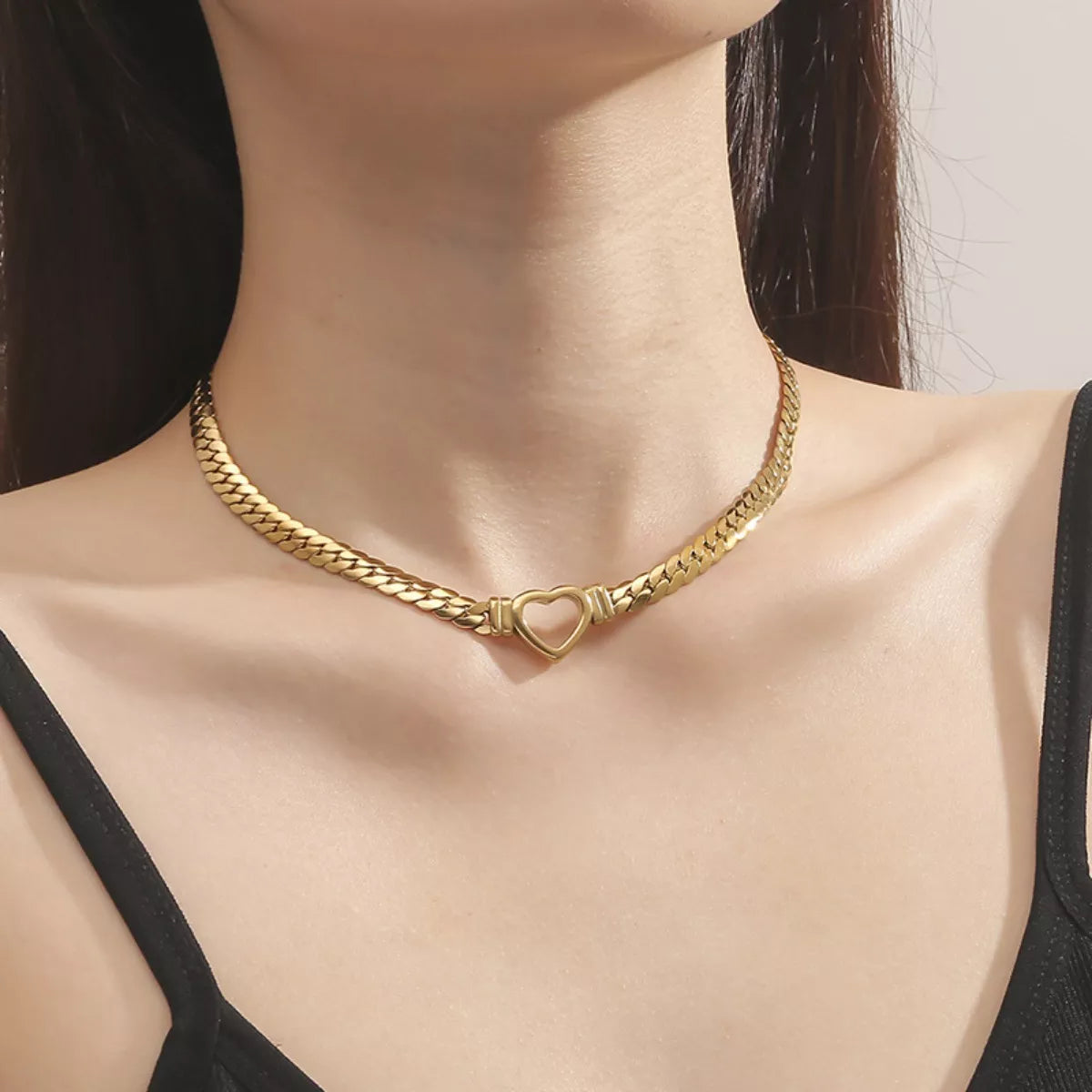 18K Gold-Plated Chain Heart Necklace -