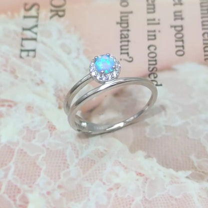 Sterling Silver Opal Ring - Silver