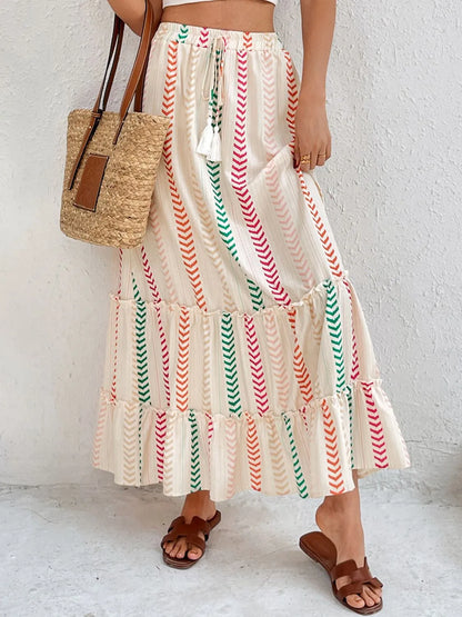 Frill Printed Maxi Skirt -