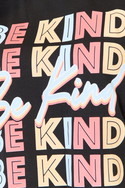 BE KIND Graphic Round Neck T-Shirt - Black