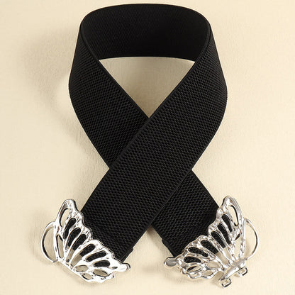 Butterfly Alloy Buckle Elastic Belt -