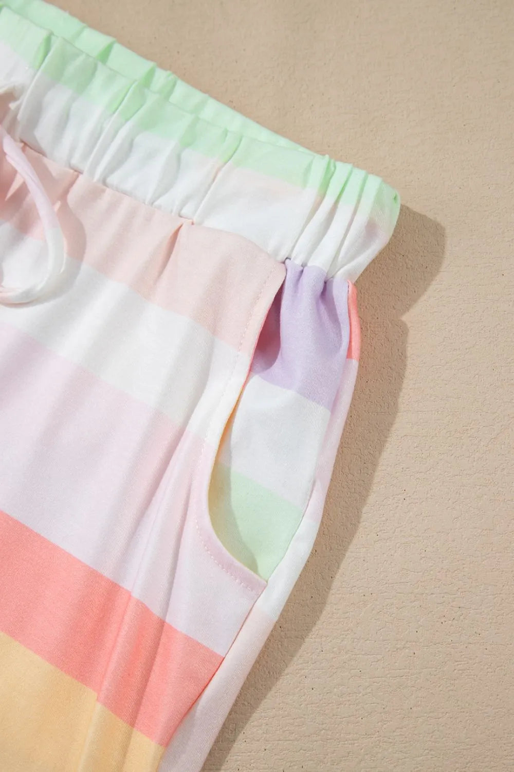 Rainbow Striped T-Shirt and Shorts Lounge Set -