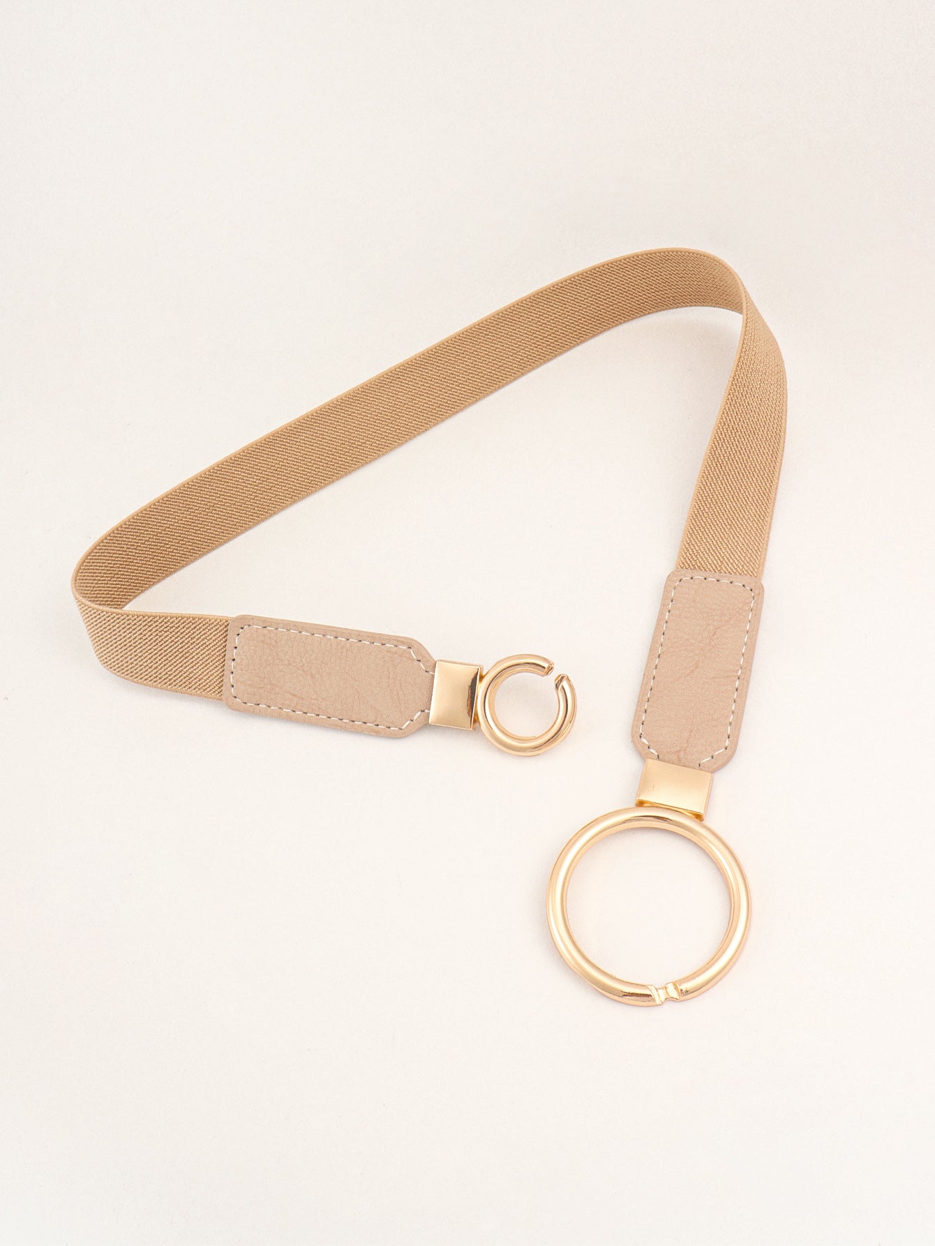 Double Ring Buckle Elastic PU Belt -