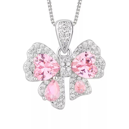 Zircon Bow Pendant Necklace -