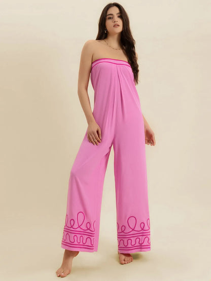 Wide Leg Tube Jumpsuit - Pink