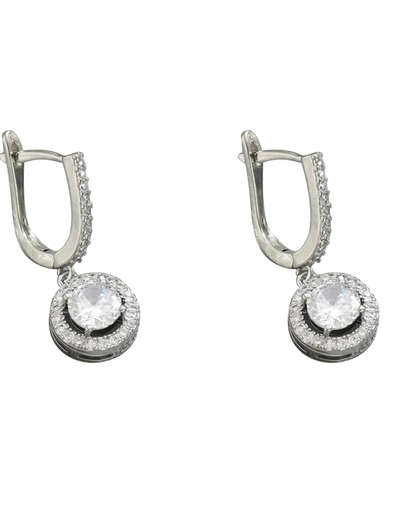 Stainless Steel Zircon Drop Earrings -