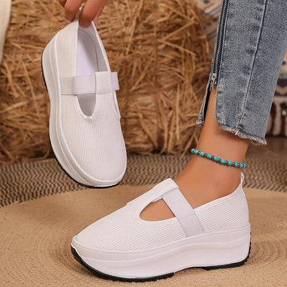 Round Toe Platform Slip-Ons -