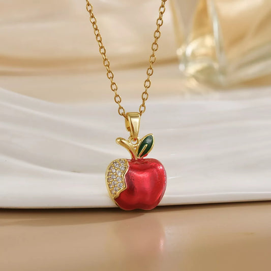 Apple Necklace - Red One Size