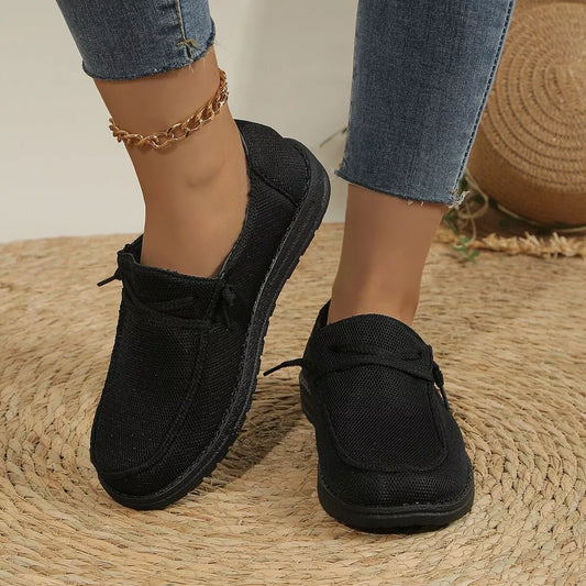Round Toe Slip-Ons - Black