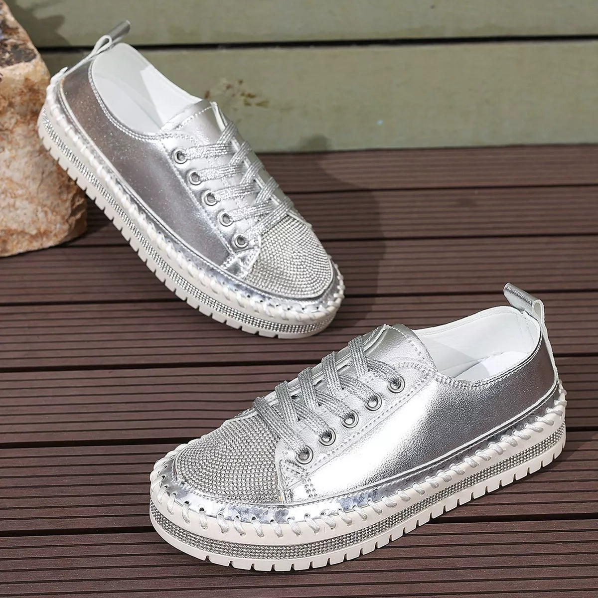Round Toe Platform Sneakers -