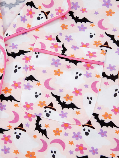 Ghost Print Button Up Top and Pants Lounge Set -
