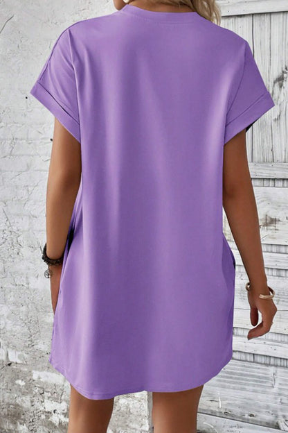 Pocketed Round Neck Short Sleeve Dress