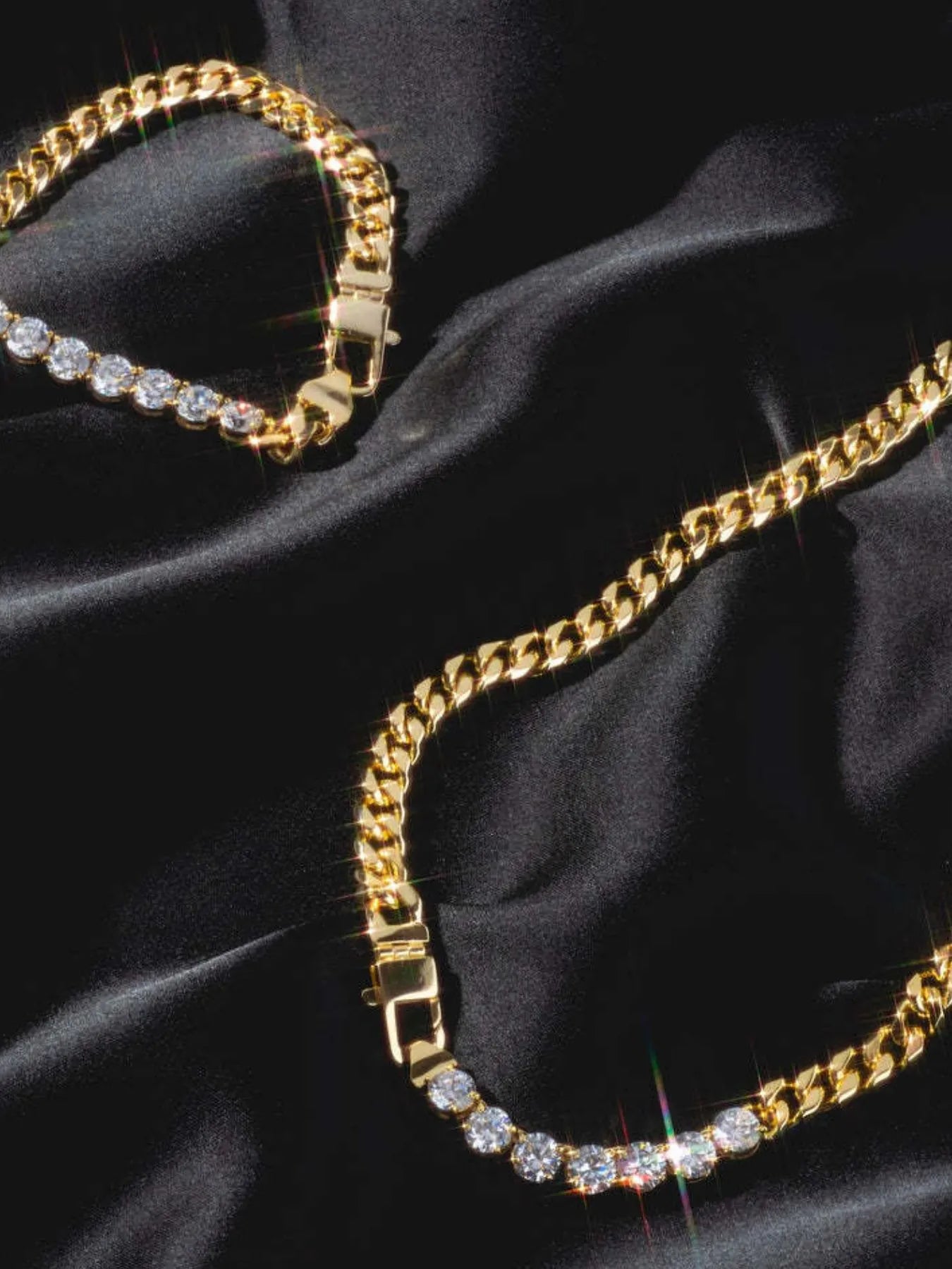 Gold-Plated Zircon Necklace and Bracelet Jewelry Set -