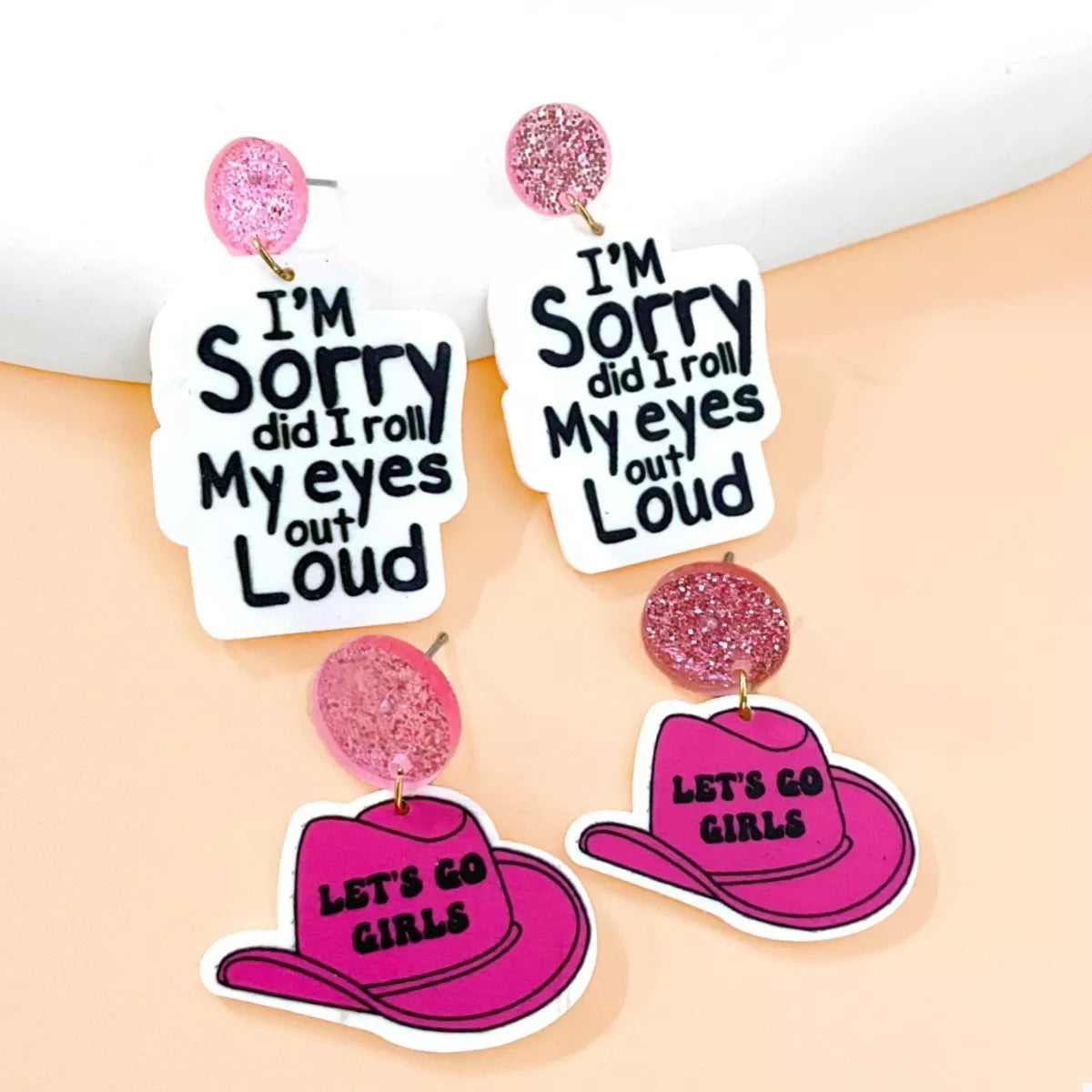 2-Pair Sequin Hat Dangle Earrings -