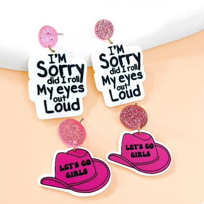 2-Pair Sequin Hat Dangle Earrings -