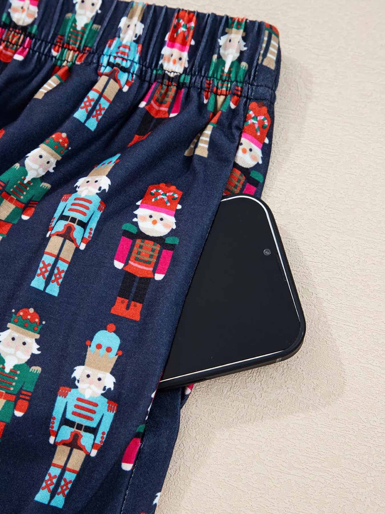 Mama Claus Plaid Letter Tee and Nutcracker Shorts Lounge Set -