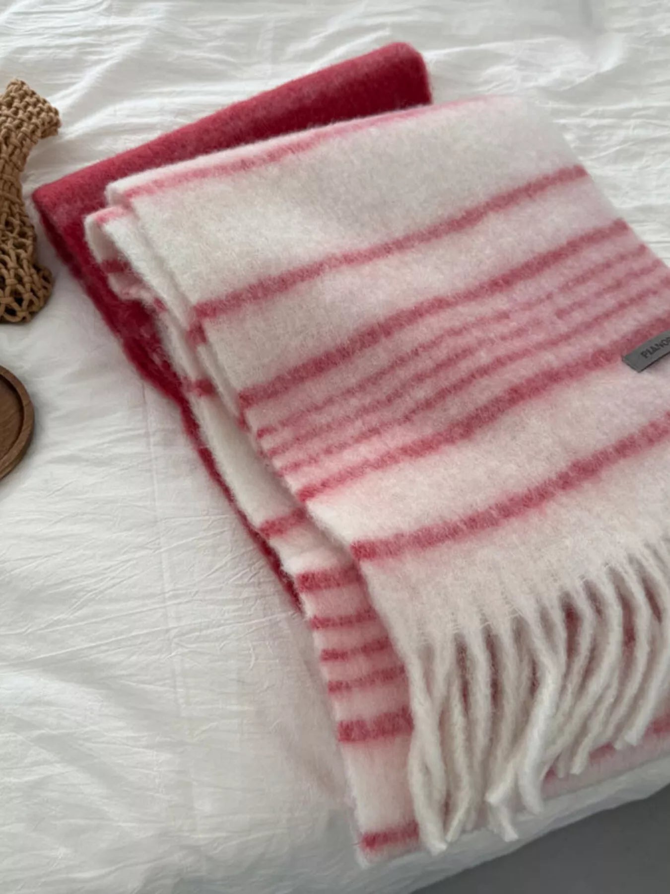 Cozy Striped Fringe Hem Scarf -