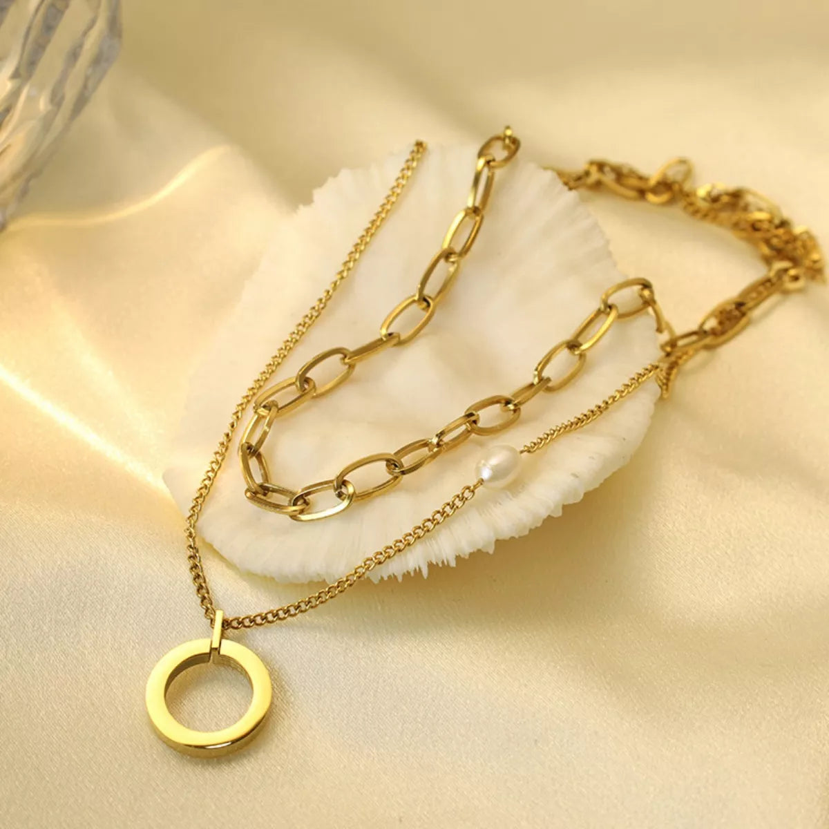 Double Layered Necklace - Gold One Size
