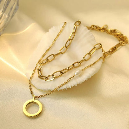 Double Layered Necklace - Gold One Size
