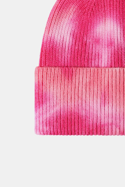 Tie-Dye Cuffed Rib-Knit Beanie Hat -