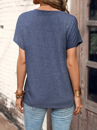 Half Button Short Sleeve Top -