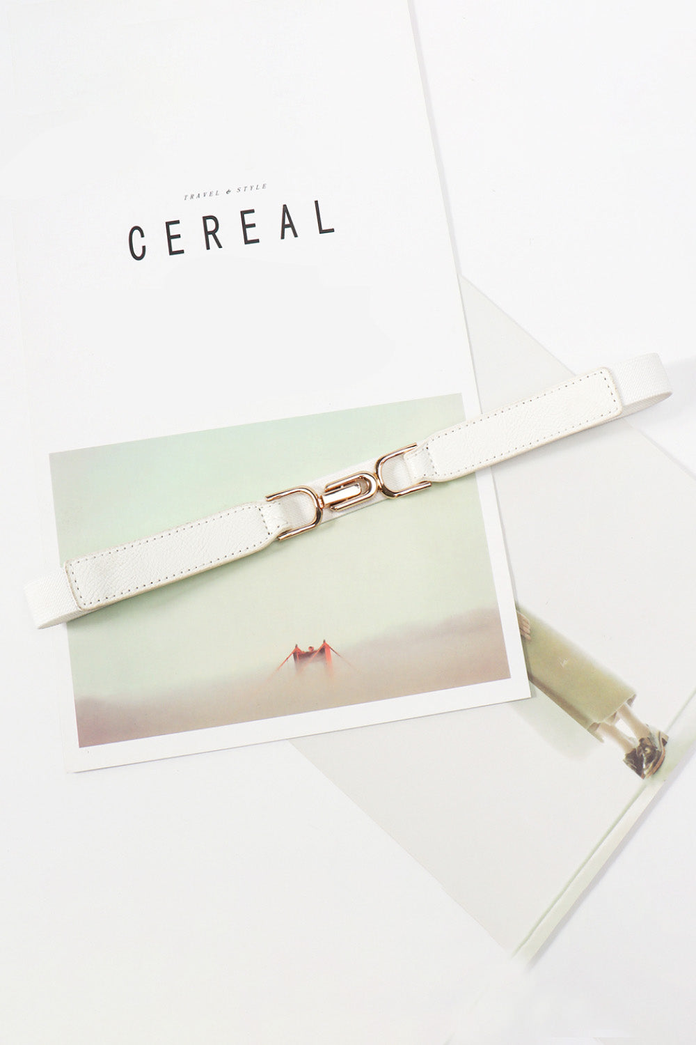Alloy Buckle Elastic Belt - White One Size