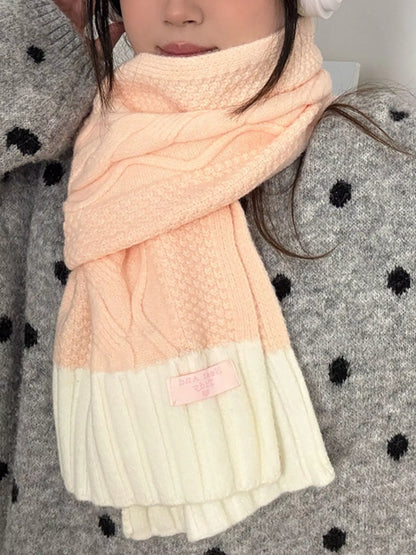 Two-Tone Knitted Warm Scarf -