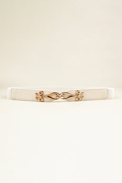 Alloy Buckle Elastic Belt - White One Size