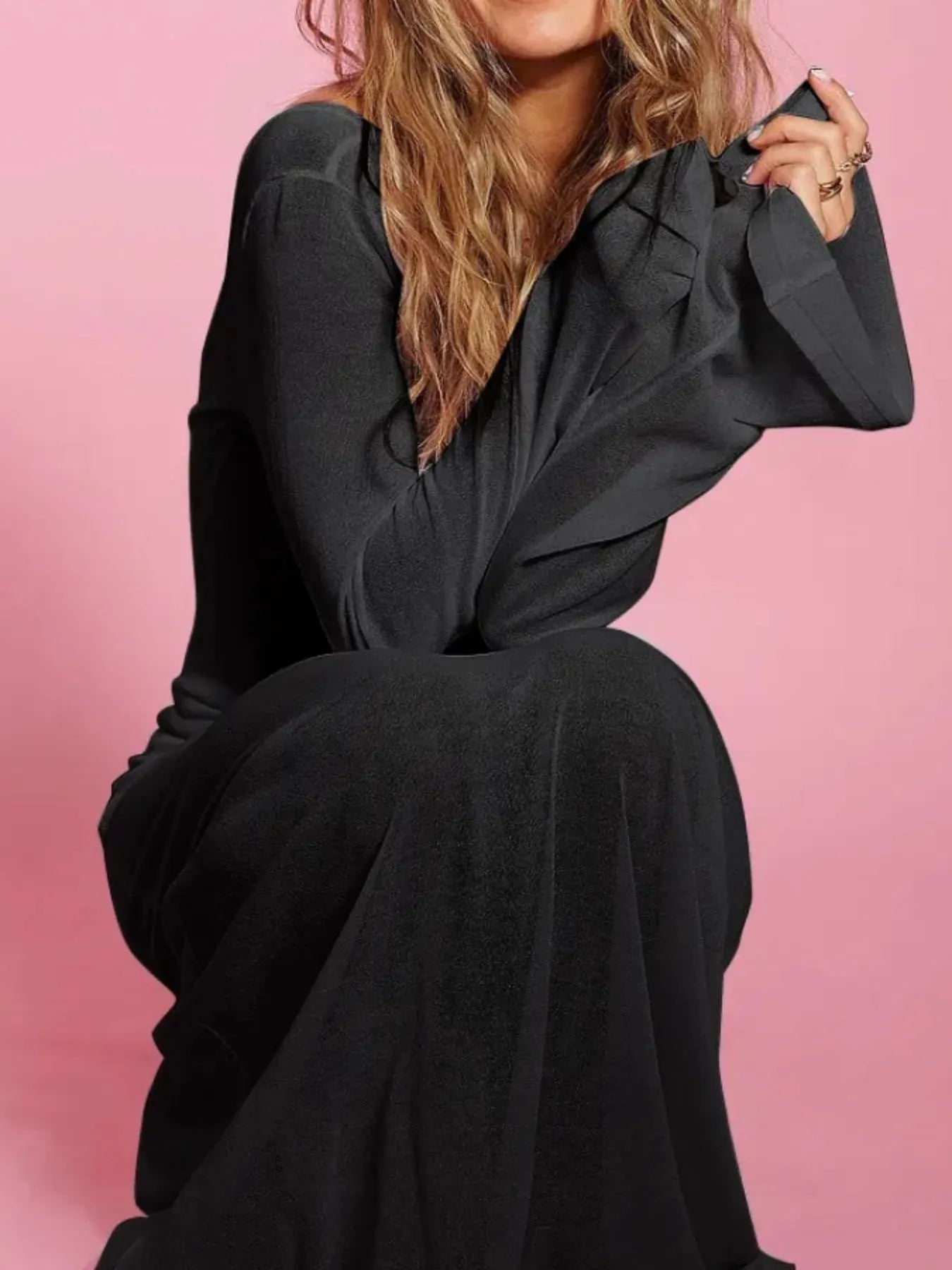 Backless Long Sleeve Maxi Cover-Up -