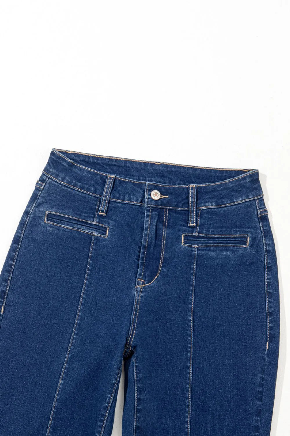 Center Seam Deep Wash Straight Jeans -