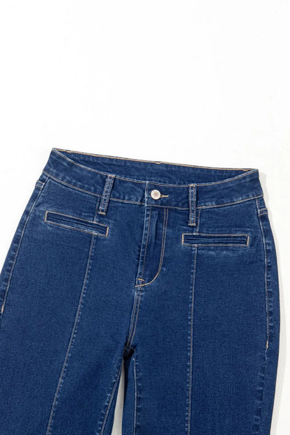 Center Seam Deep Wash Straight Jeans -