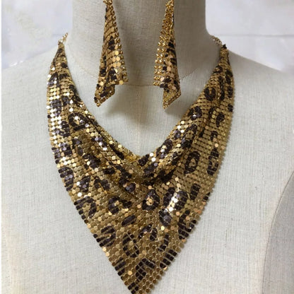 Leopard Necklace and Earrings Jewelry Set -
