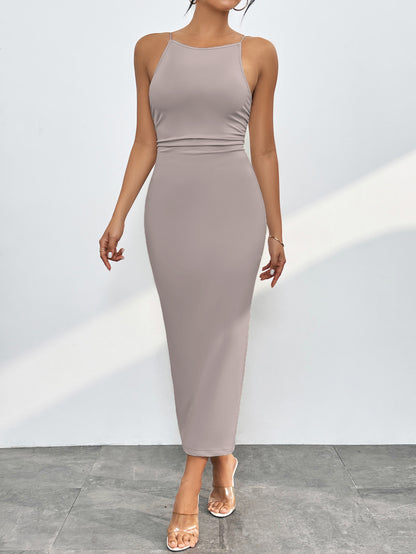 Round Neck Wrap Midi Cami Dress | AdoreStarr