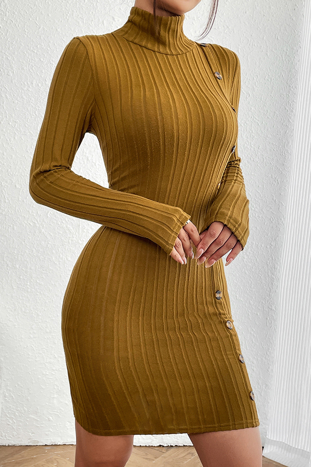 Turtleneck Long Sleeve Mini Dress | AdoreStarr