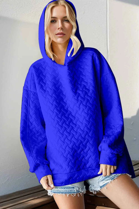 Full Size Texture Long Sleeve Hoodie
